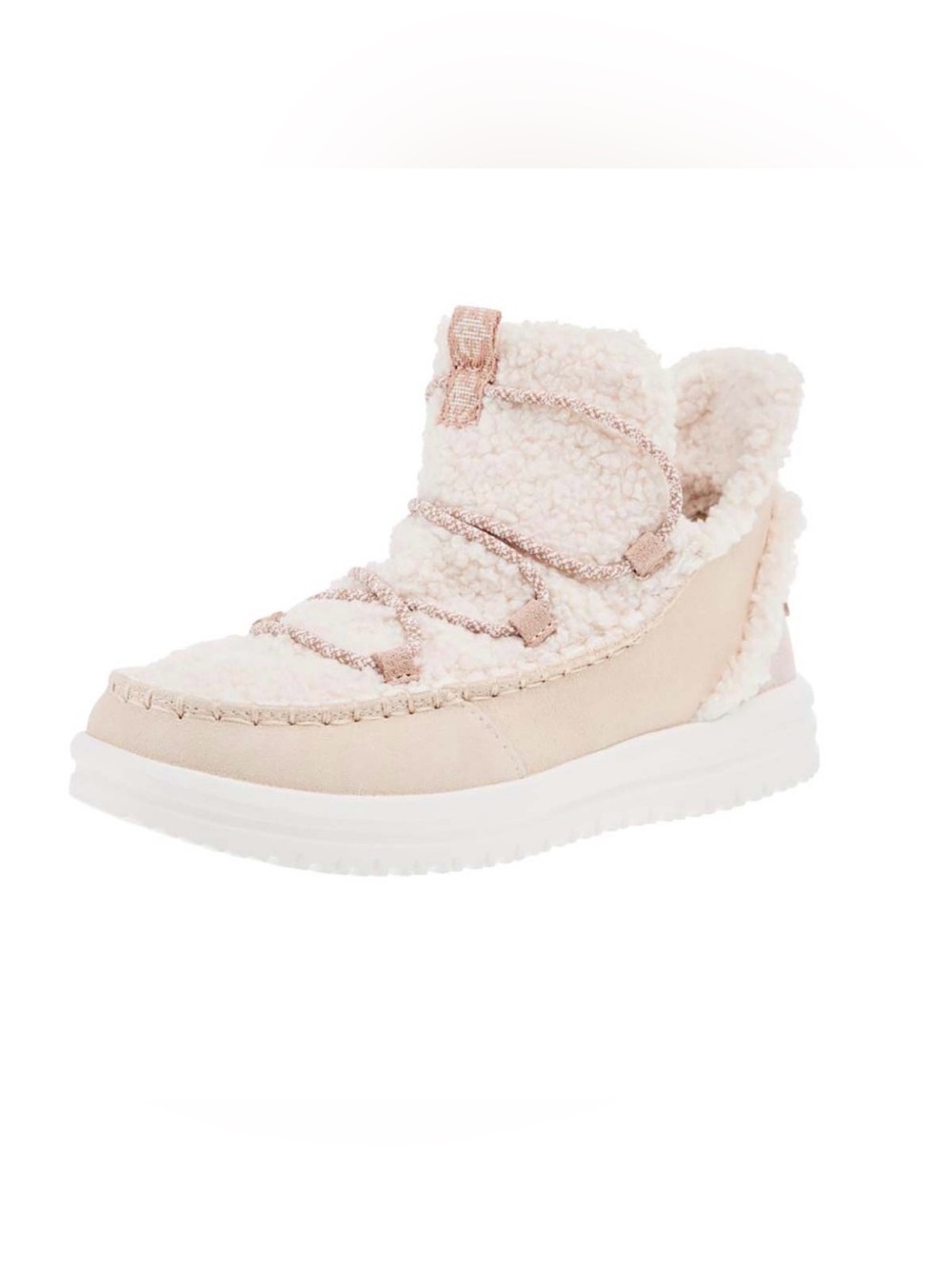 HEYDUDE Camden Suede Cozy Womens 10 Pink Sherpa Slip On Ankle Boots New